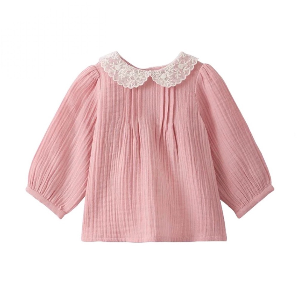 BNWT Bonpoint baby pink mimosa cotton muslin blouse 12M 1Y